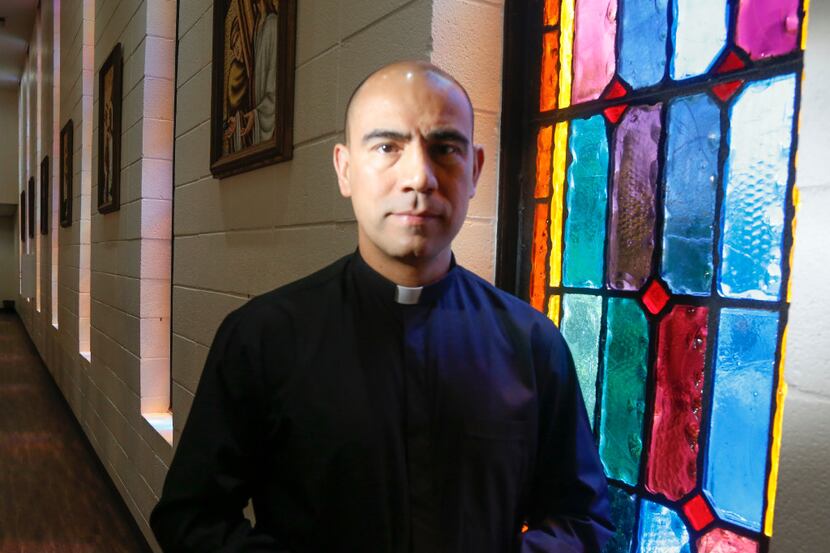 Father Jesus Belmontes of San Juan Diego Catholic Church in Dallas, photographed in his...