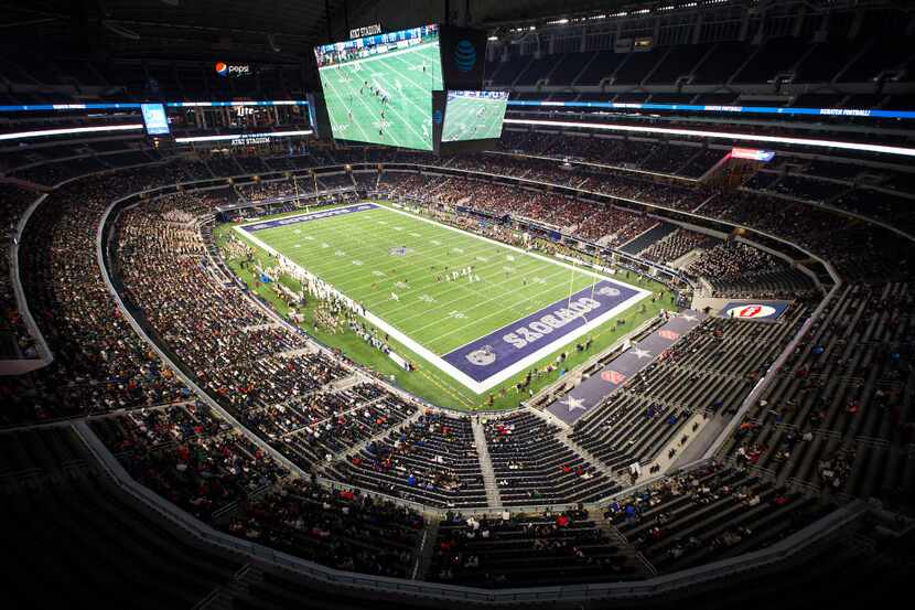 Lake Travis faces The Woodlands during the first half of the UIL Class 6A Division I state...