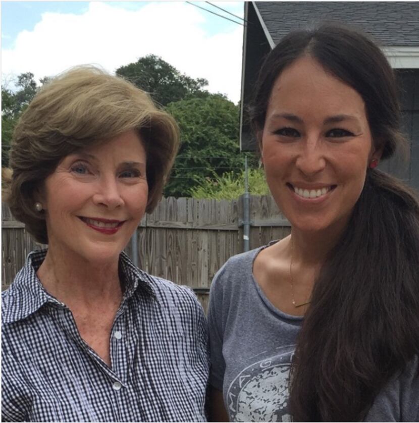 Joanna Gaines (right) posted a photo with former first lady Laura Bush on Instagram. HGTV...