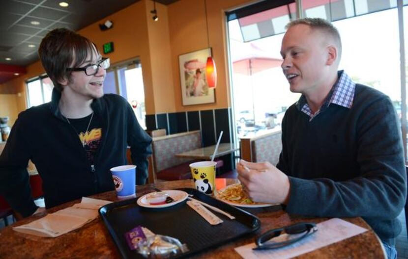 
The duo enjoys a late lunch together Feb. 13 at Panda Express in South Dallas.
