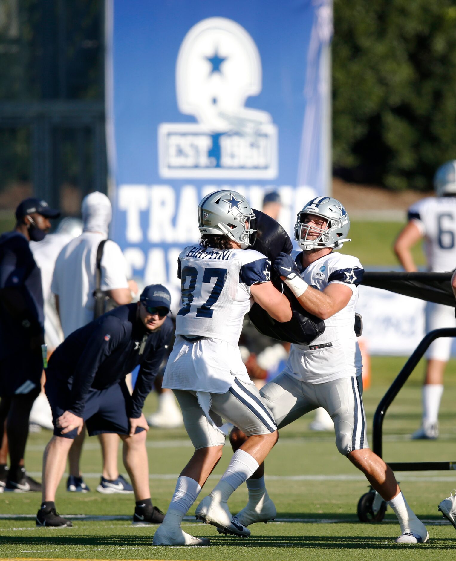 Dallas Cowboys tight end Blake Bell (80) runs through a drill with Dallas Cowboys tight end...