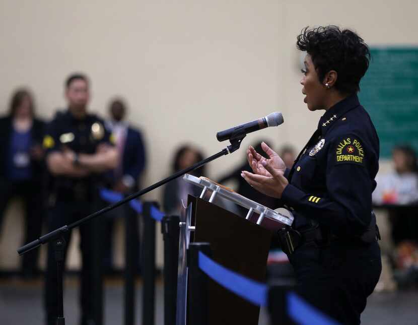 Dallas Police Chief U. Renee Hall answered questions about the city's juvenile curfew...