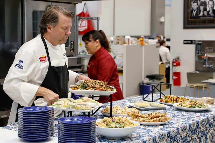 Executive research chef Jody Denton prepares a lunch at Frito Lay North America headquarters...