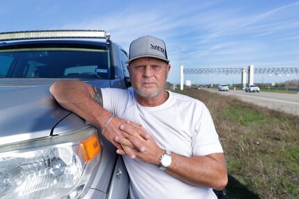 Brian Whittington, with his Toyota Tundra pick-up he uses to tow a single axle trailer for...