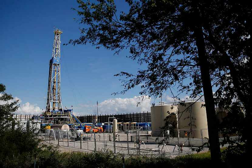A rig at a hydraulic fracturing site on the corner of Marsh Branch Road and Hampton Road in...