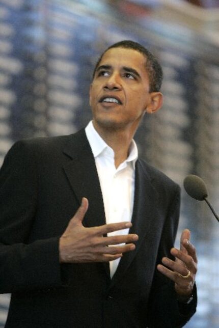 Sen. Barack Obama talks at the opening of the Texas Book Festival in the Texas House of...