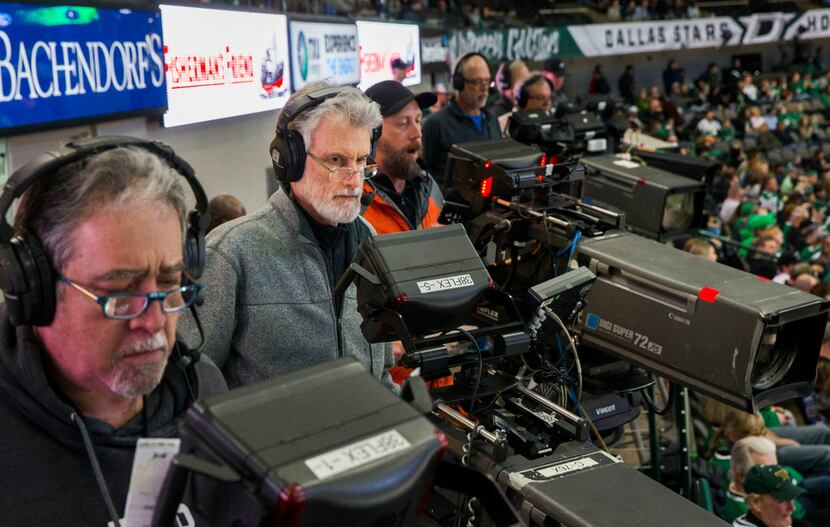 From left, camera operators Dave Curliss, Bruce Deck, and Peter Wagner shoot Fox Sports...