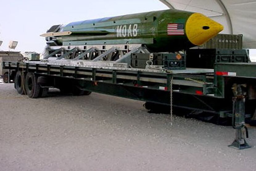 An undated file image from the U.S. Air Force shows the GBU-43/B Massive Ordnance Air Blast...