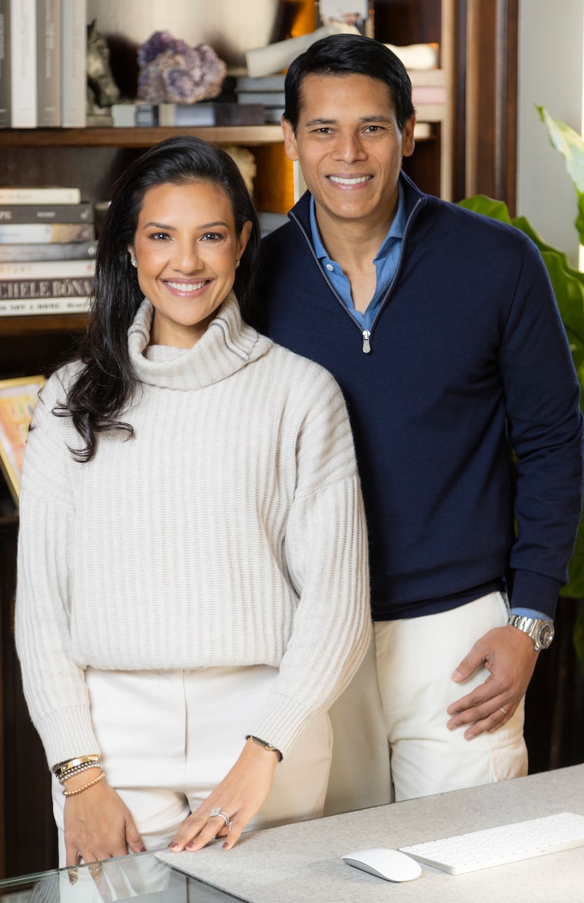 Nirav and Megha Tolia pose for a photo in their home in Dallas, Wednesday, January 26, 2022....