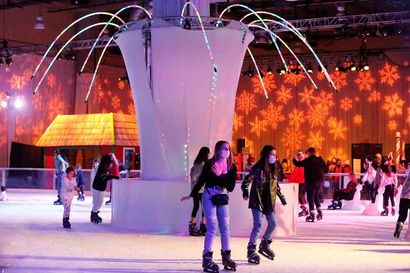 The skating rink moved indoors at 2020's holiday celebration at the Gaylord Texan in...