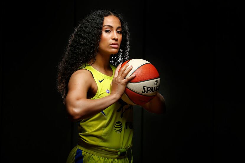 Dallas Wings basketball player and new mother Skylar Diggins-Smith poses for a photo during...