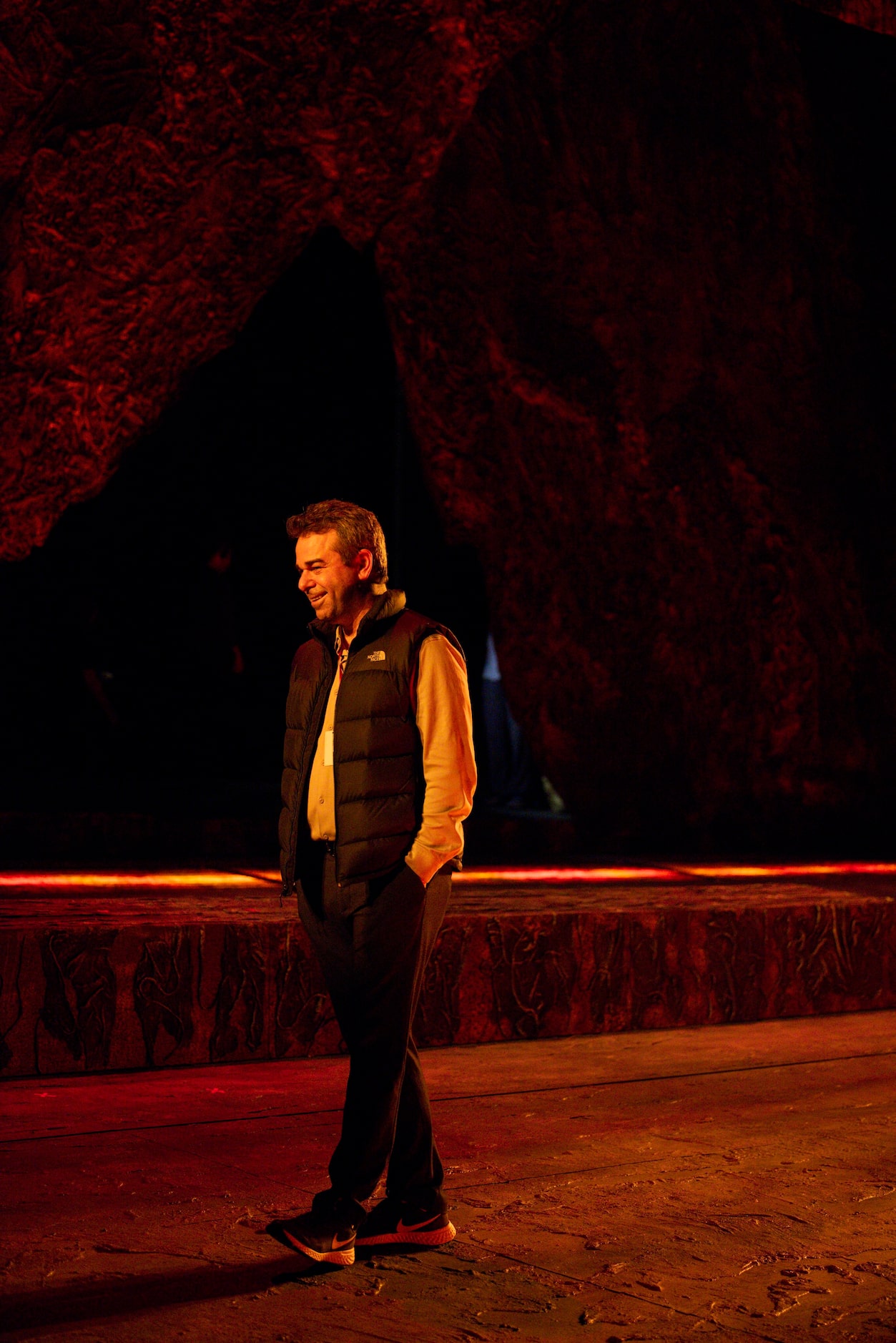 Director Tomer Zvulun walks on stage during staging rehearsal for Dallas Opera’s Das...