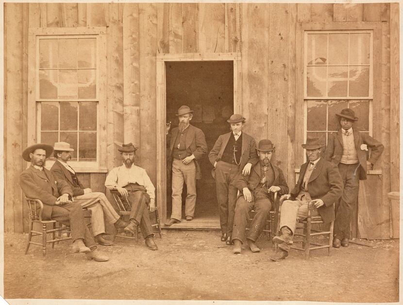 Clerks of the Union Pacific Railroad relax in a circa 1860s photo by Andrew J. Russell.