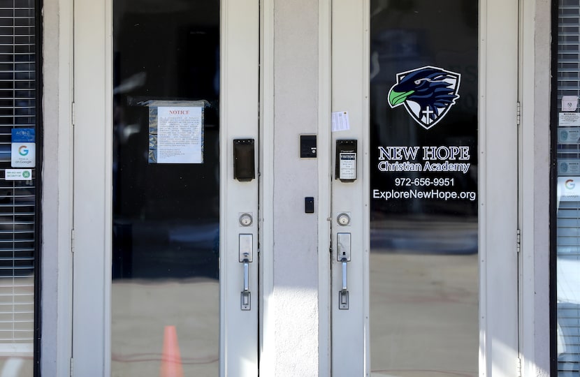 The entrance to New Hope Christian Academy in Plano, Texas, Wednesday, December 11, 2024....