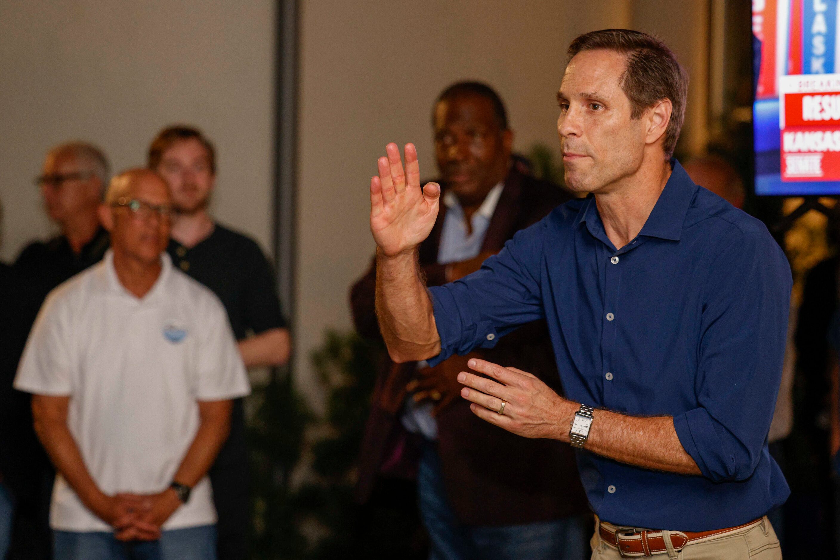 State Sen. Nathan Johnson speaks at a private Election Day watch party with Dallas County...