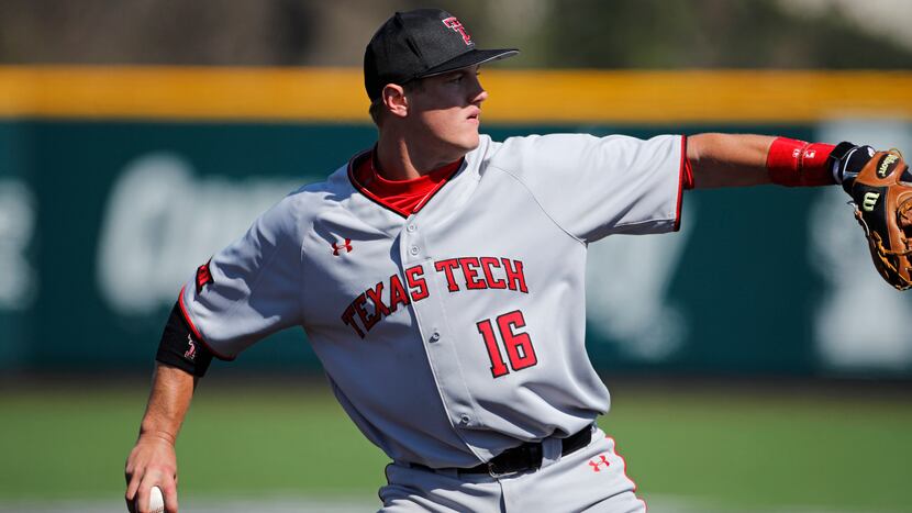 FILE - Texas Tech third baseman Josh Jung is pictured during a game against Kansas State on...