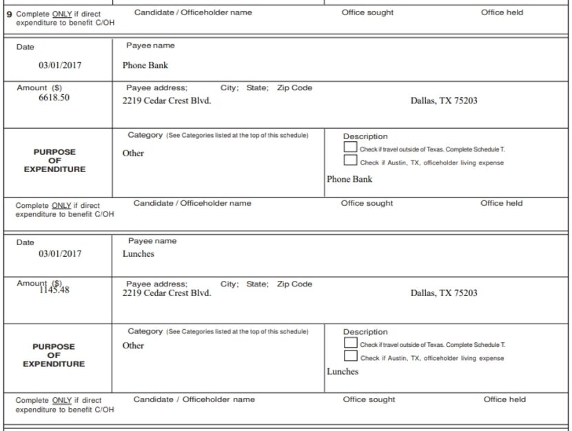 2219 Cedar Crest was Dwaine Caraway's campaign office. His reports weren't exactly ......