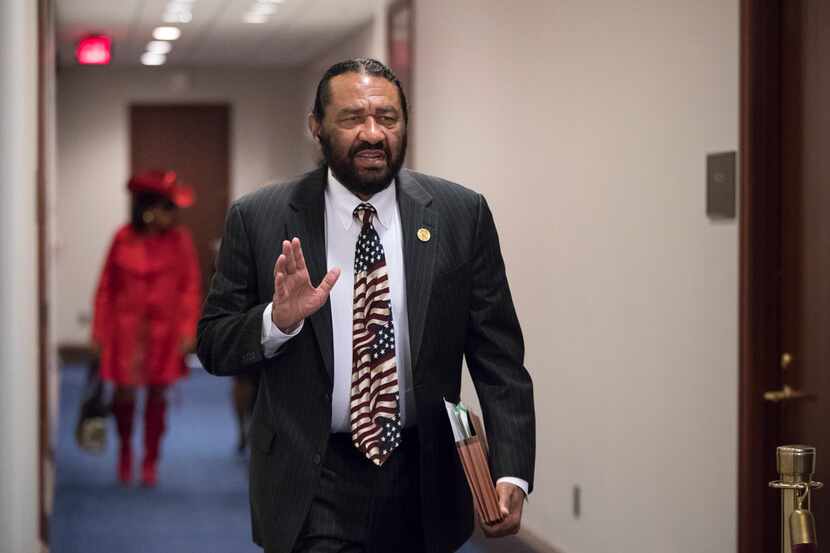 Rep. Al Green, D-Houston, arrives for a recent Democratic Caucus meeting on Capitol Hill. On...