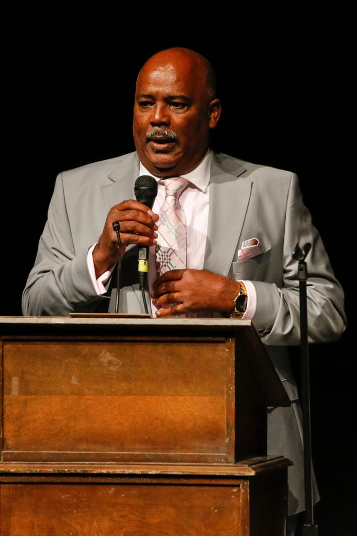 Duncanville head football coach Reginald Samples speaks during a National Signing Day event...