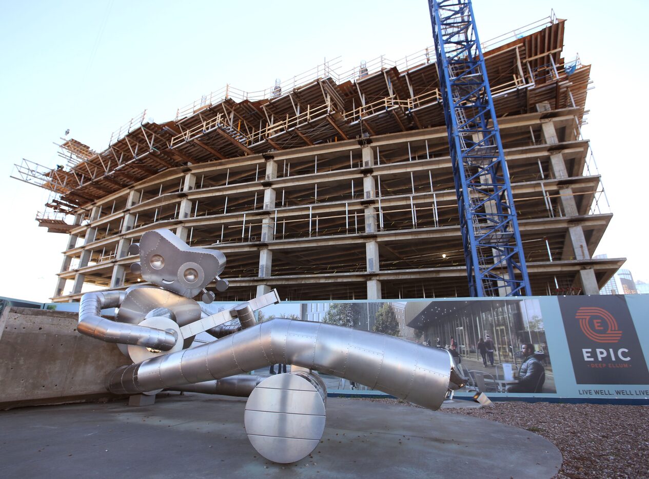 The Epic building under construction at Good-Latimer and Pacific in Deep Ellum in Dallas.