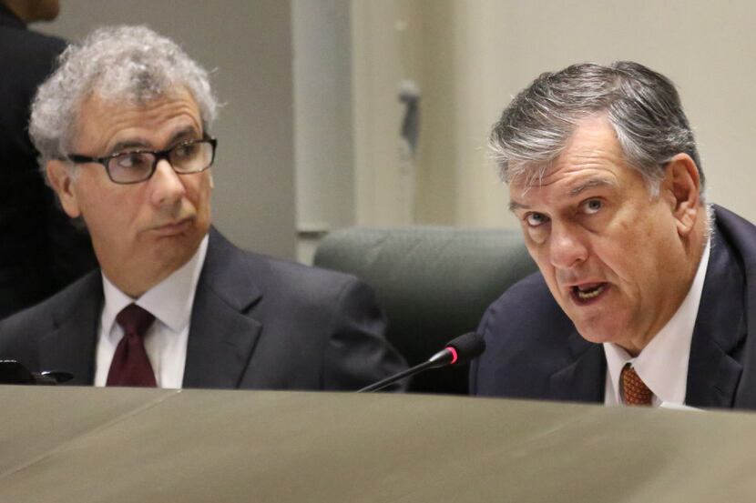 Dallas City Manager A.C. Gonzalez and Mayor Mike Rawlings in September, when it looked like...