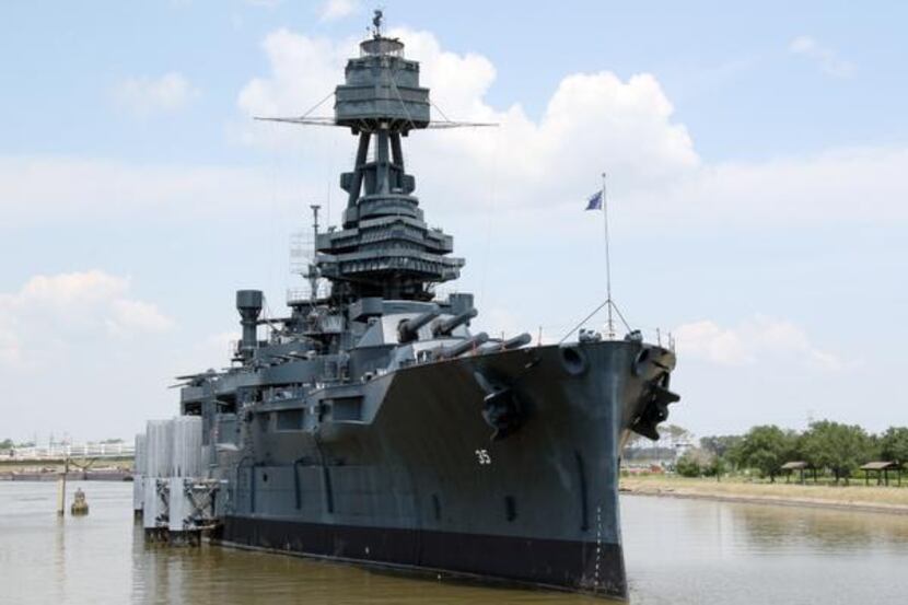 
The  Texas is moored next to the San Jacinto battleground park. 





