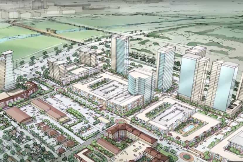 A rendering of the master plan for the 100-acre Trinity Groves project in West Dallas....