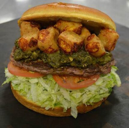 Here's the green chili cheese curd burger, available at AT&T Stadium on Jan. 15, 2017 only...