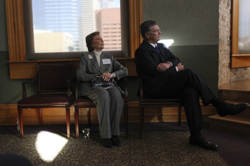 Altshuler and Dallas Mayor Mike Rawlings listened to former Mayor Ron Kirk speak in November...