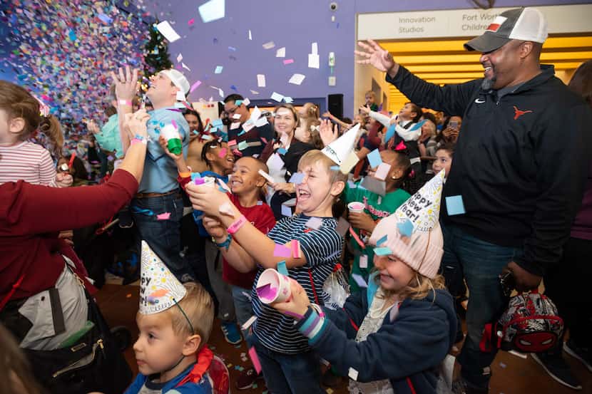 Confetti will fly from kids’ party poppers at the Fort Worth Museum of Science and History’s...