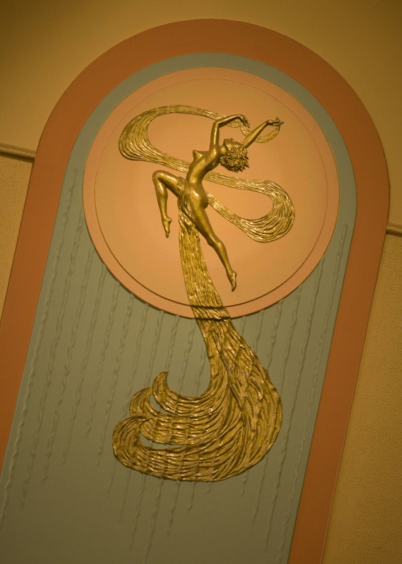 A leaping nude adoring an interior wall of the Municipal Theatre in Napier, New Zealand.