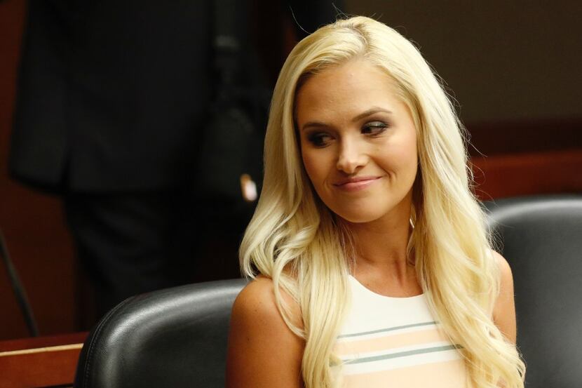 Tomi Lahren, attended a hearing in Dallas County Civil District Court on Monday, April 24,...
