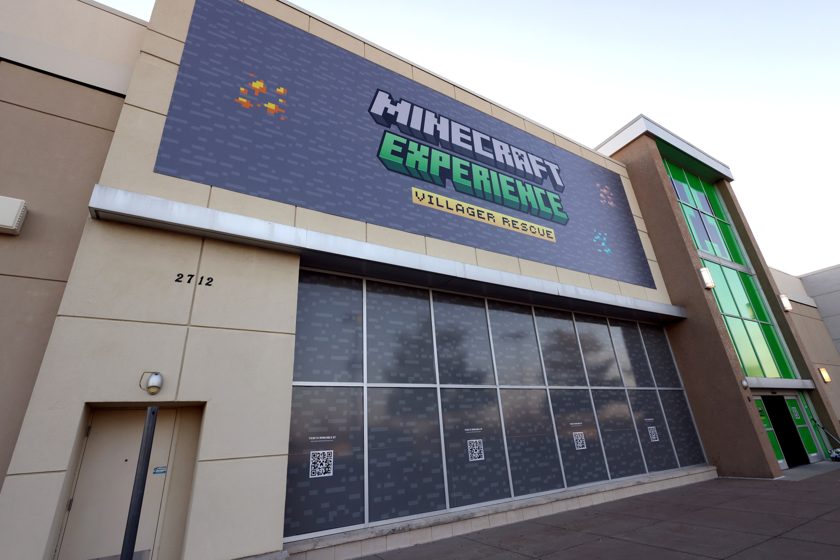 The exterior of Minecraft Experience: Villager Rescue, an interactive exhibit, was...