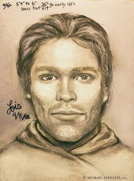 The composite sketch released Tuesday by adult film star Stormy Daniels and her attorney,...