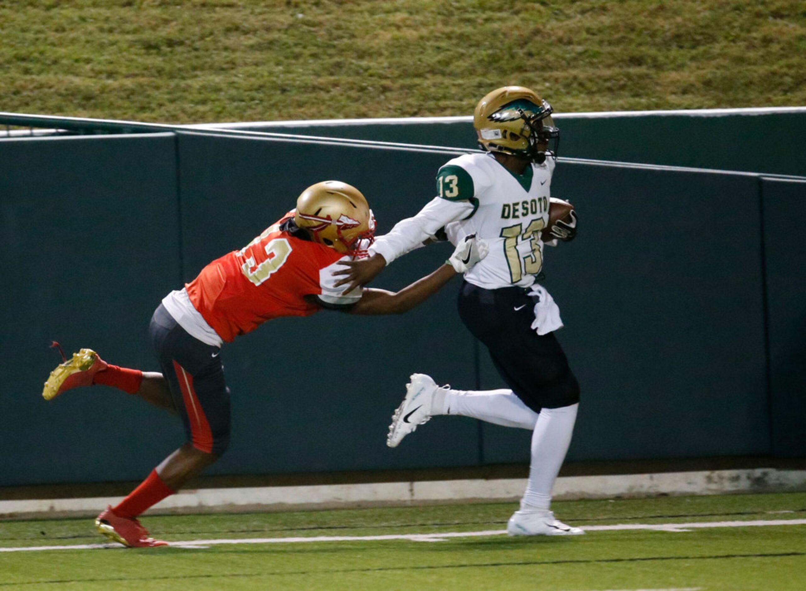 during the second half of their game at The Gopher-Warrior Bowl in Grand Prarie on Nov. 1,...