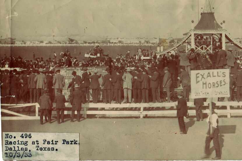Horse racing at the State Fair of Texas in Oct. 1933.