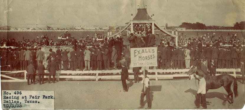 Horse racing at the State Fair of Texas in October 1933.