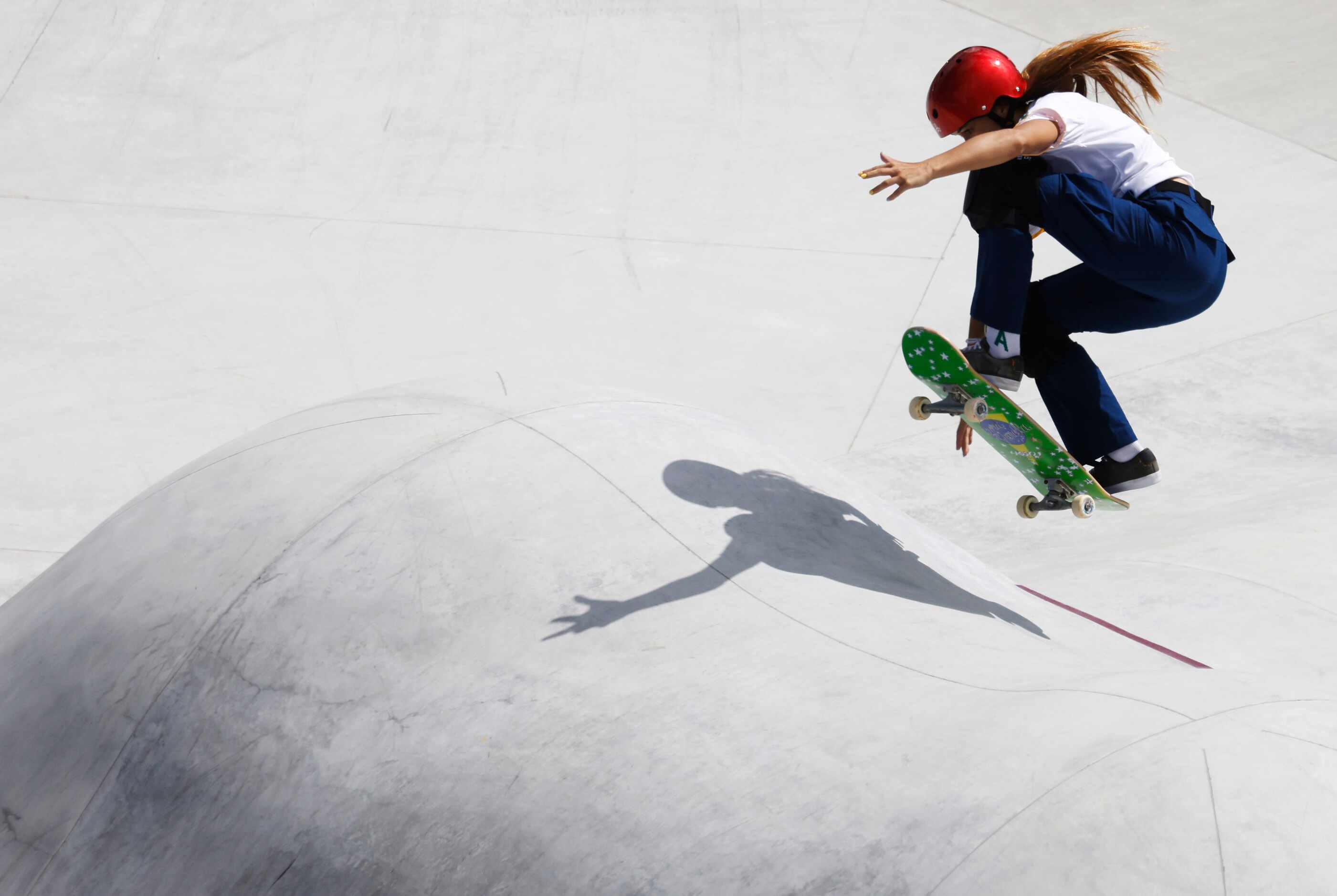 Brazil’s Dora Varella competes during the women’s skateboarding prelims at the postponed...