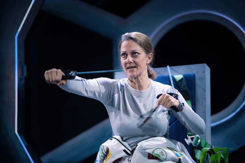 Sarah Rutan fights off loneliness as astronaut Molly Jennis in Amphibian Stage's production...