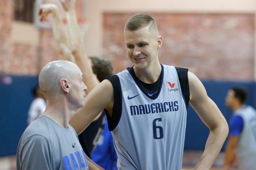 Dallas Mavericks head coach Rick Carlisle talks with newly acquired Dallas Mavericks forward...