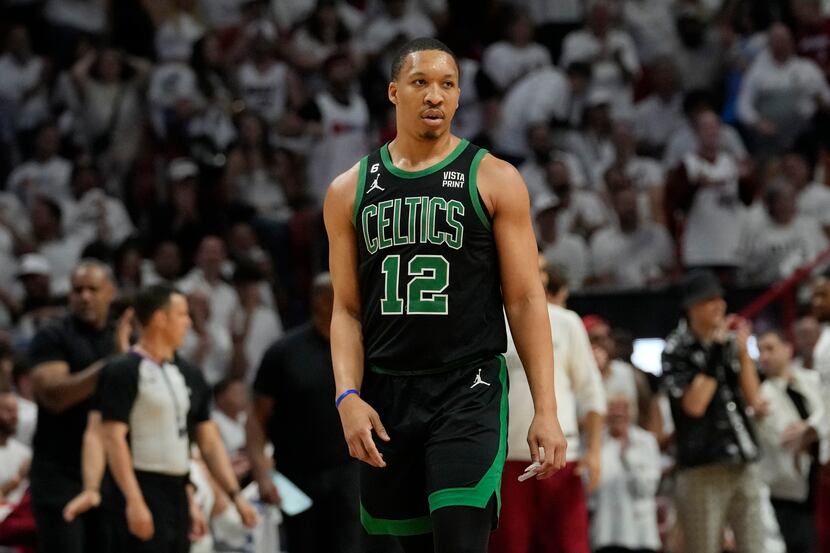 Boston Celtics forward Grant Williams (12) walks on the court during Game 3 of the NBA...