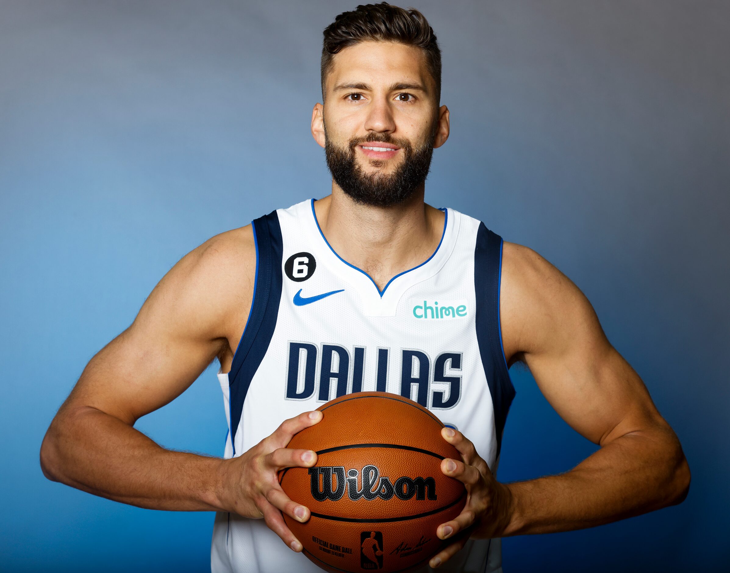 Dallas Mavericks’ Maxi Kleber is photographed during the media day at American Airlines...