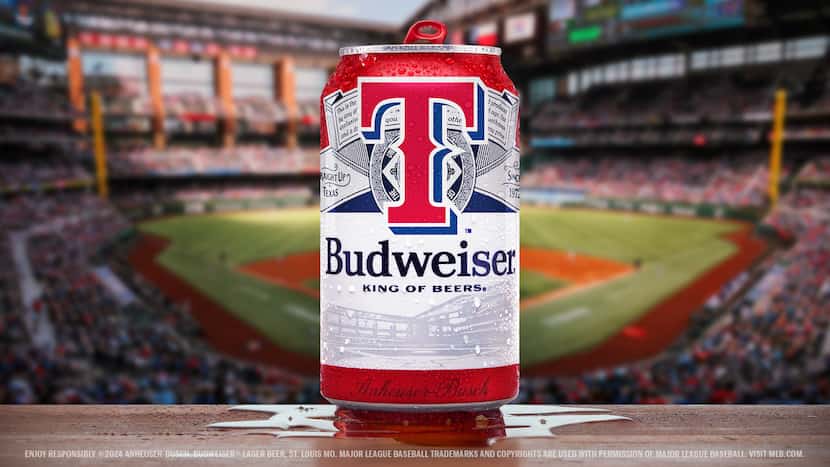 Budweiser's 2024 limited-edition Texas Rangers beer can.