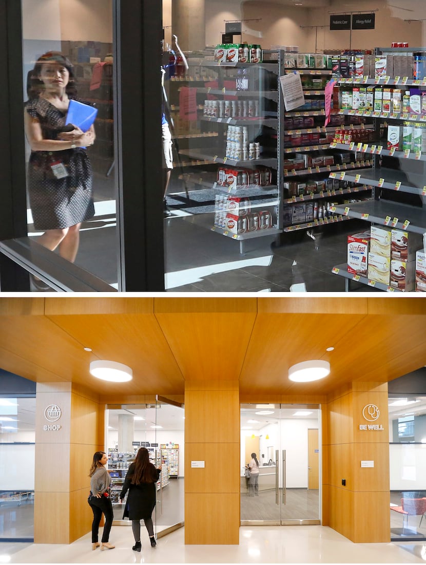 A small store for employees (top) operates on campus at the Toyota headquarters. The...