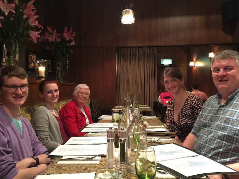 Three generations of Suzanne Lewis'  family gathered for dinner at the Le Bon Crubeen...