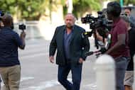 Alex Jones arrives at the federal courthouse for a hearing in front of a bankruptcy judge on...
