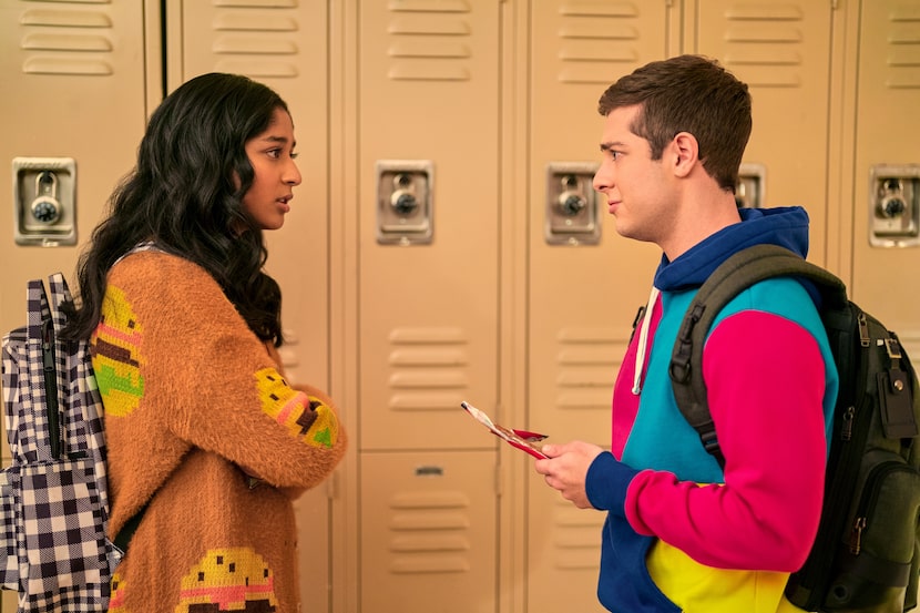 Jaren Lewison and Maitreyi Ramakrishnan in season three of "Never Have I Ever" on Netflix.