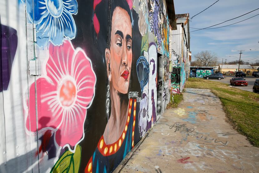 A mural of Frida Kahlo stands out at Dallas' unofficial graffiti park, the largest outdoor...