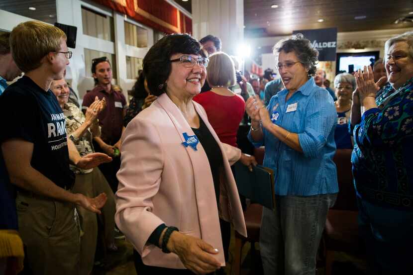 Gubernatorial candidate and former Dallas County Sheriff Lupe Valdez made her way to a...