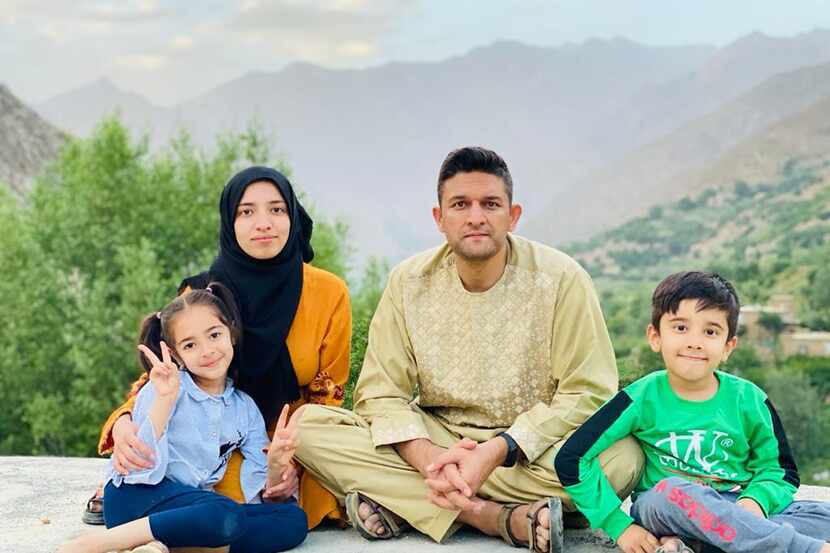 Mohammad Afzal Afzali and his family posed for a photo in July 2021 in Afghanistan's...
